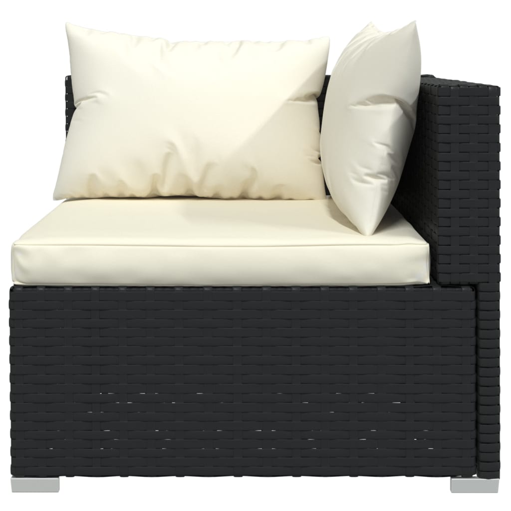 4 Piece Garden Lounge Set with Cushions Black Poly Rattan - Newstart Furniture