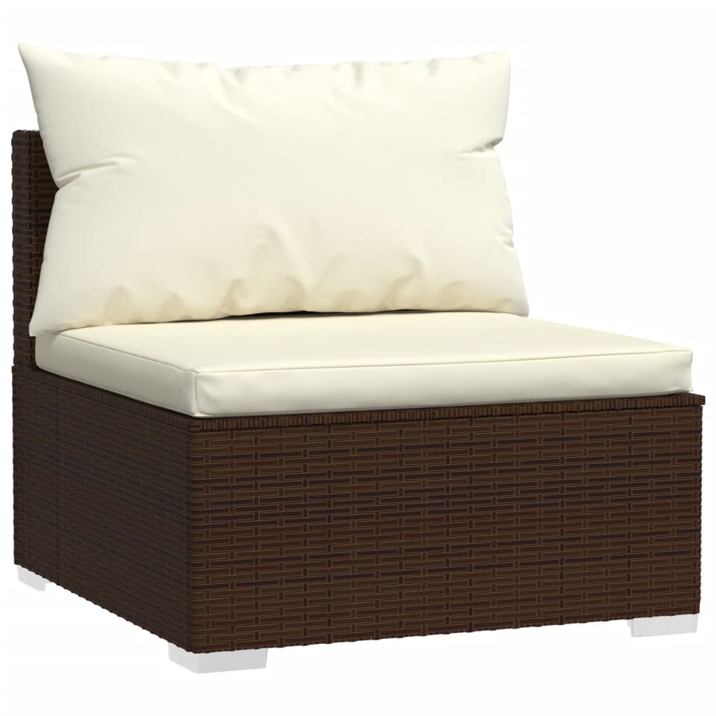 4 Piece Garden Lounge Set with Cushions Brown Poly Rattan - Newstart Furniture