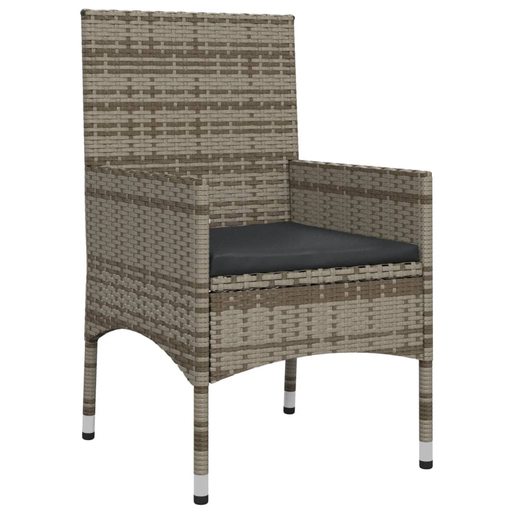 4 Piece Garden Lounge Set with Cushions Grey Poly Rattan - Newstart Furniture