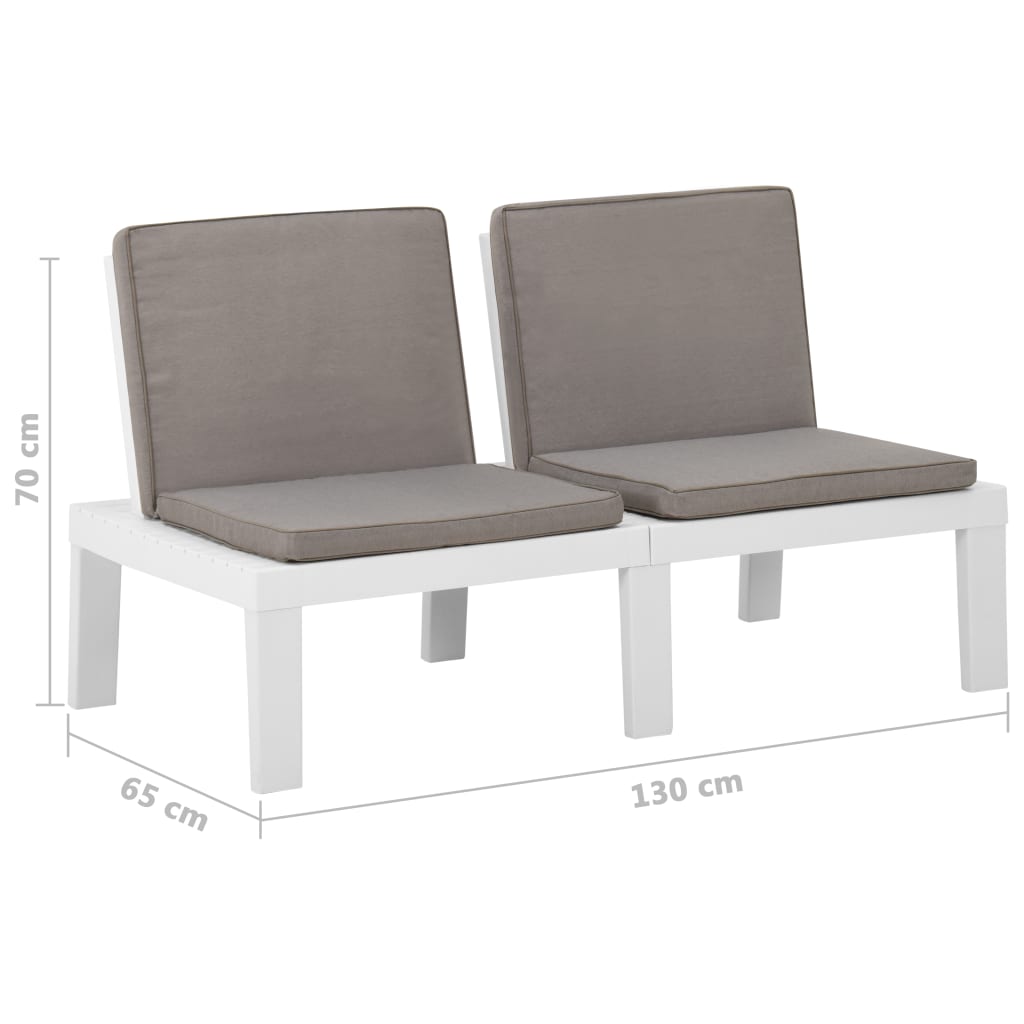 4 Piece Garden Lounge Set with Cushions Plastic White - Newstart Furniture