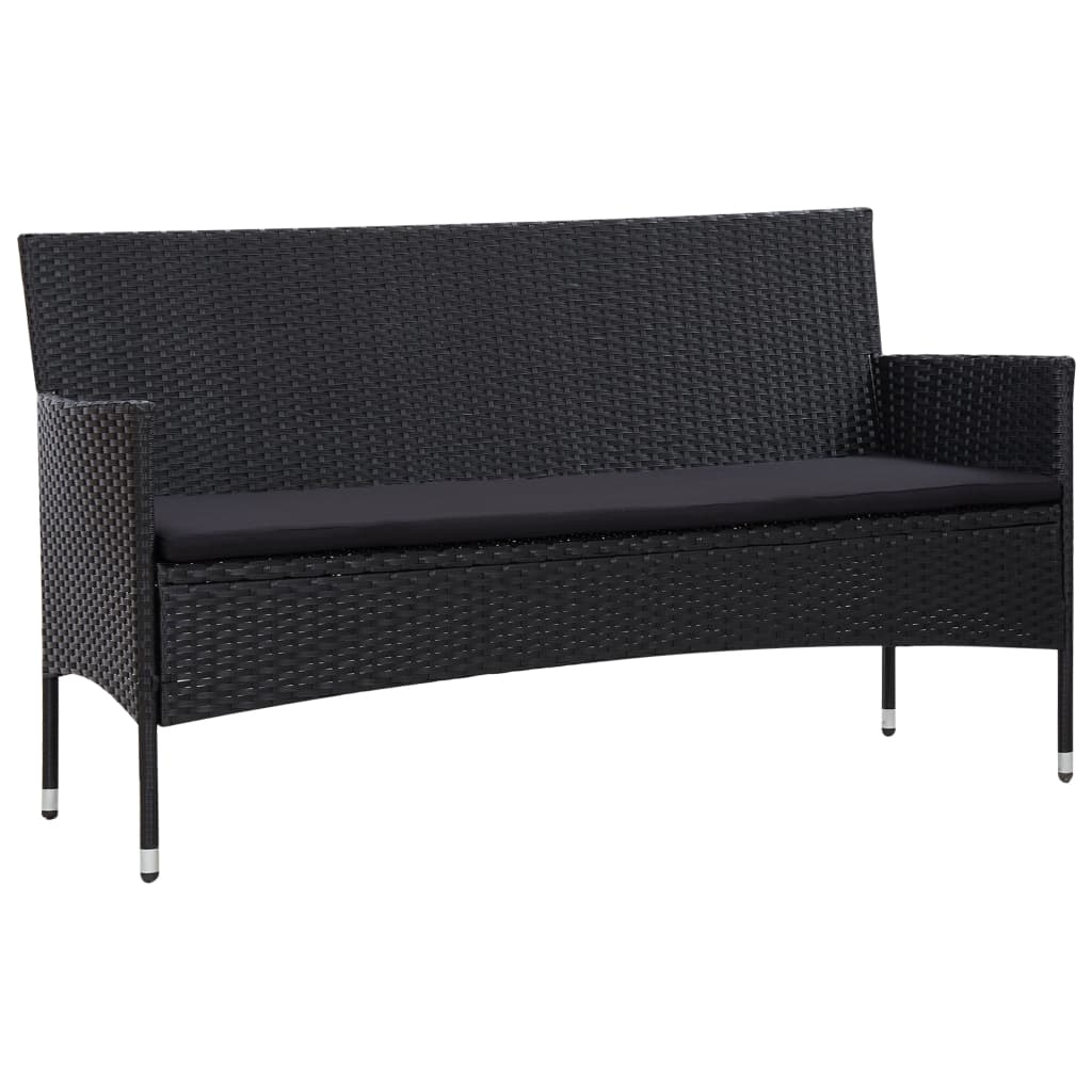 4 Piece Garden Lounge Set With Cushions Poly Rattan Black - Newstart Furniture