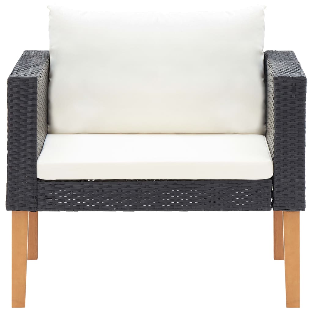 4 Piece Garden Lounge Set with Cushions Poly Rattan Black - Newstart Furniture