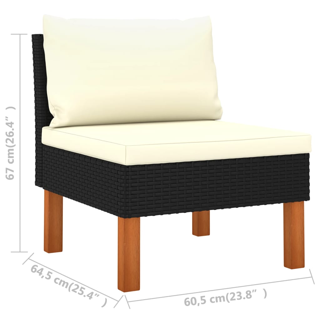 4 Piece Garden Lounge Set with Cushions Poly Rattan Black - Newstart Furniture