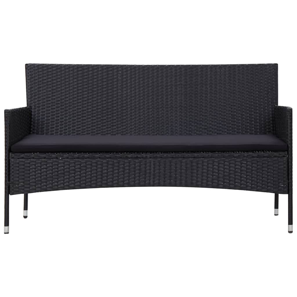 4 Piece Garden Lounge Set With Cushions Poly Rattan Black - Newstart Furniture