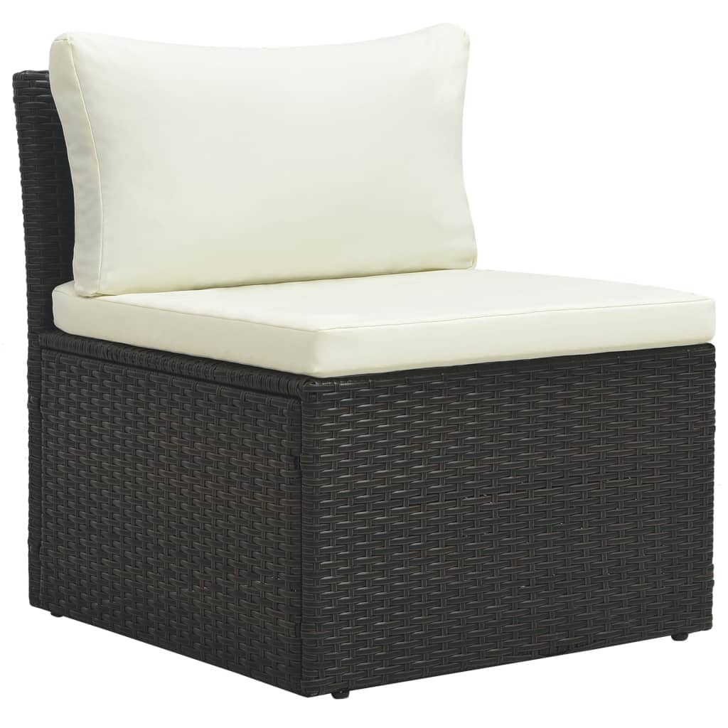 4 Piece Garden Lounge Set with Cushions Poly Rattan Brown - Newstart Furniture