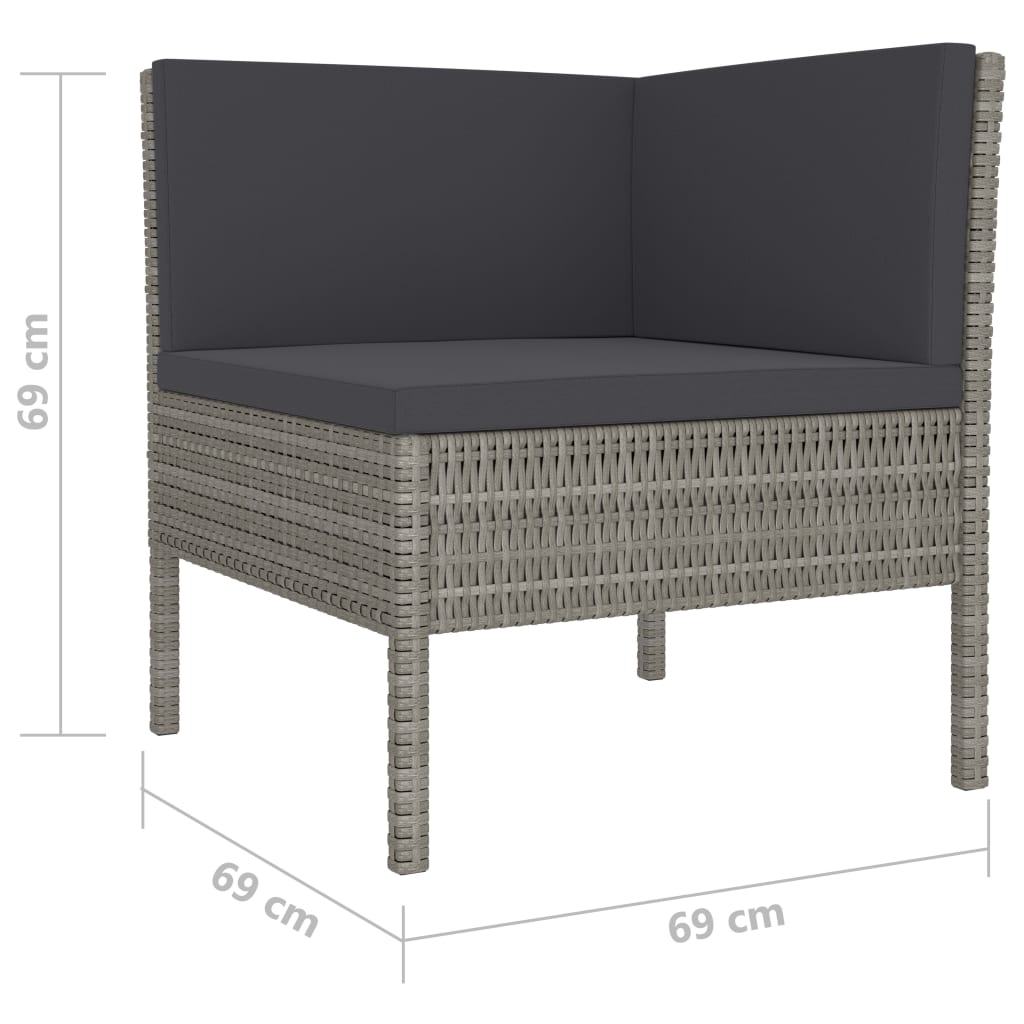 4 Piece Garden Lounge Set with Cushions Poly Rattan Grey - Newstart Furniture