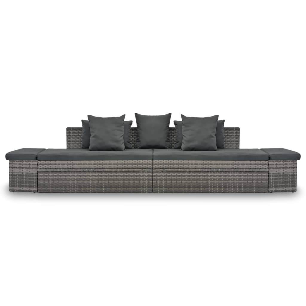 4 Piece Garden Lounge Set with Cushions Poly Rattan Grey - Newstart Furniture