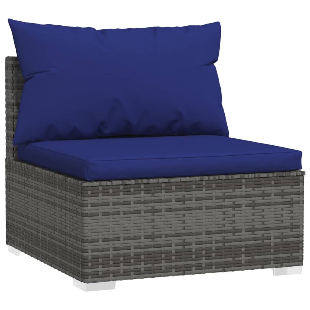 4 Piece Garden Lounge Set with Cushions Poly Rattan Grey - Newstart Furniture