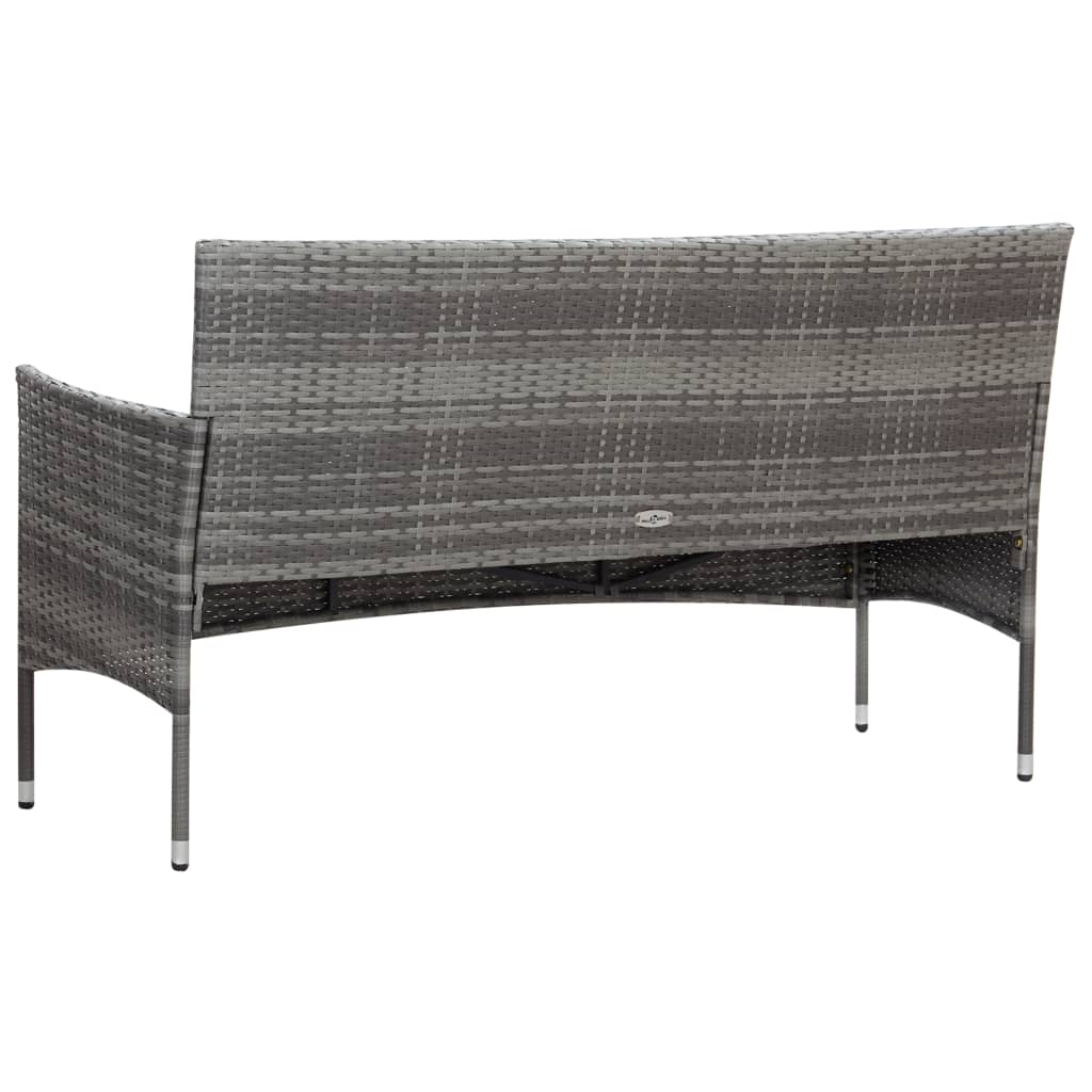 4 Piece Garden Lounge Set With Cushions Poly Rattan Grey - Newstart Furniture