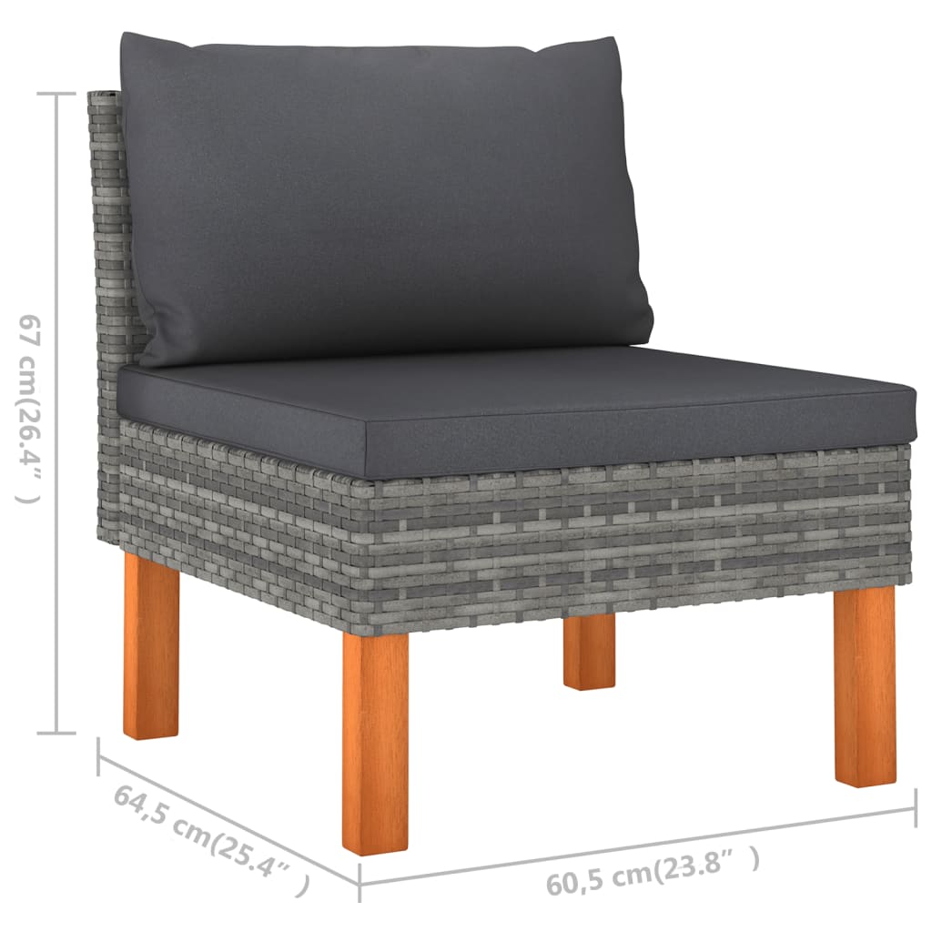 4 Piece Garden Lounge Set with Cushions Poly Rattan Grey - Newstart Furniture