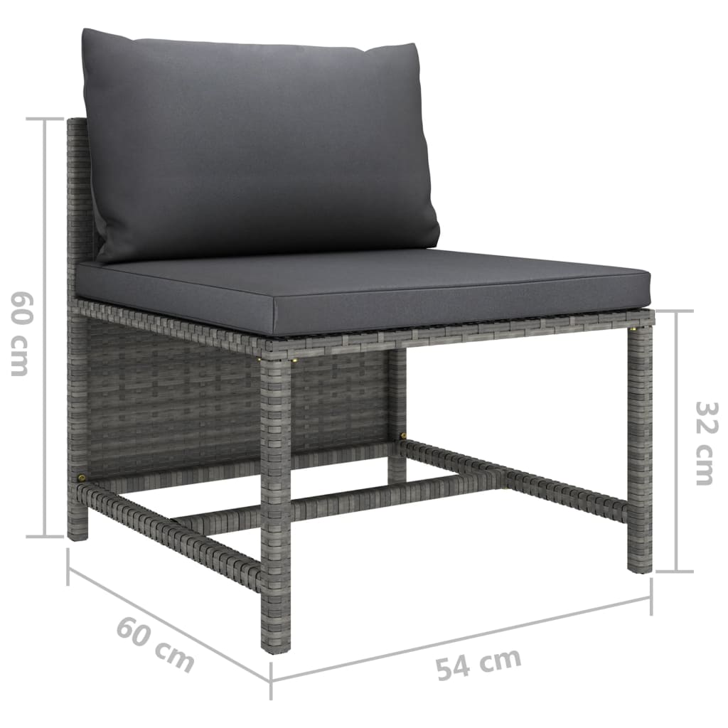 4 Piece Garden Lounge Set with Cushions Poly Rattan Grey - Newstart Furniture