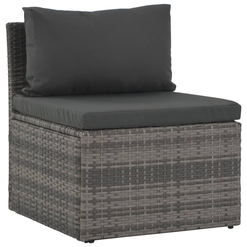 4 Piece Garden Lounge Set with Cushions Poly Rattan Grey - Newstart Furniture