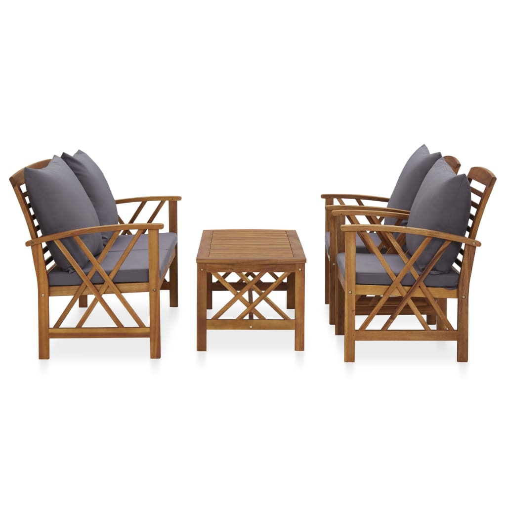 4 Piece Garden Lounge Set with Cushions Solid Acacia Wood - Newstart Furniture