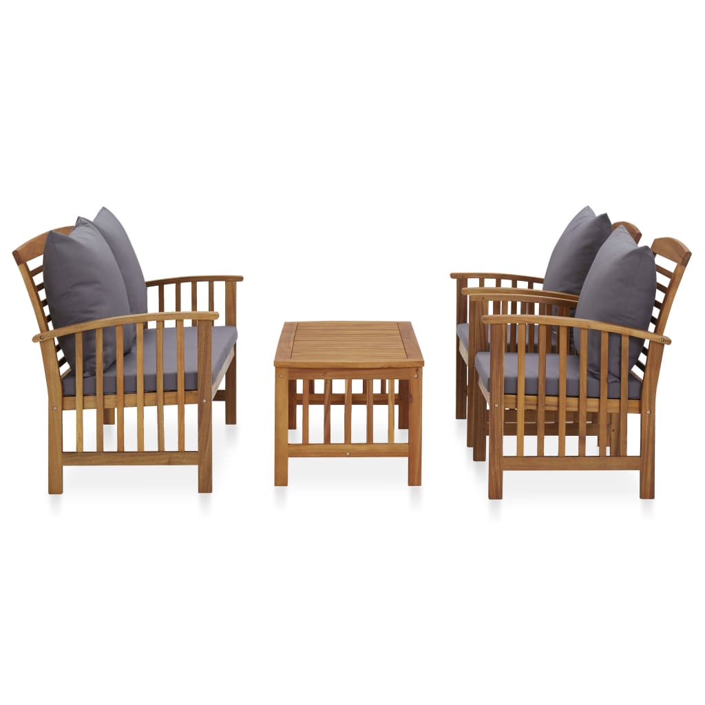 4 Piece Garden Lounge Set with Cushions Solid Acacia Wood (310258+310264) - Newstart Furniture