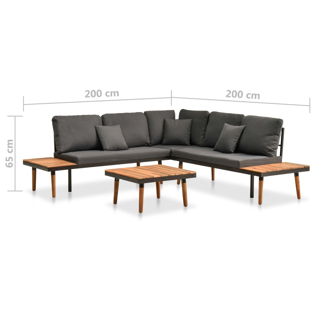 4 Piece Garden Lounge Set with Cushions Solid Acacia Wood - Newstart Furniture