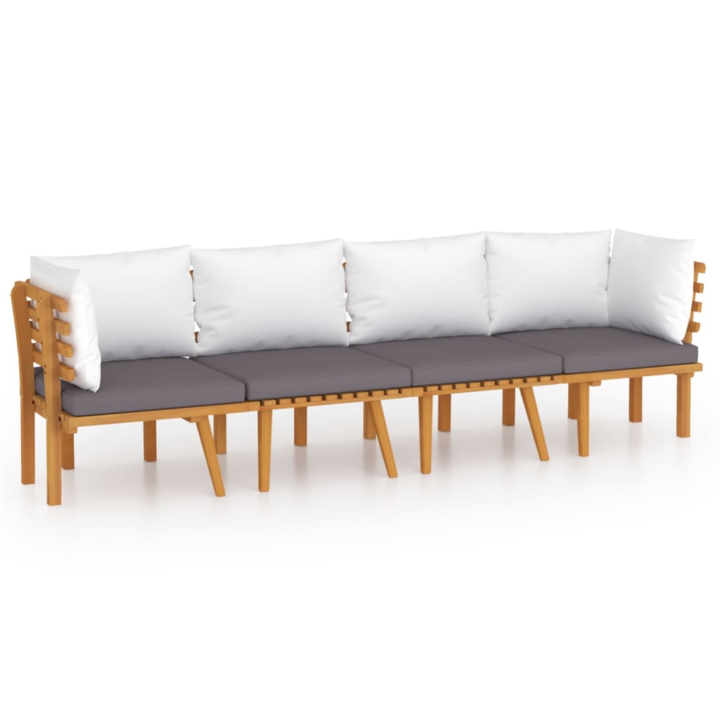 4 Piece Garden Lounge Set with Cushions Solid Acacia Wood - Newstart Furniture