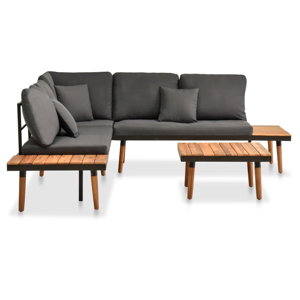4 Piece Garden Lounge Set with Cushions Solid Acacia Wood - Newstart Furniture