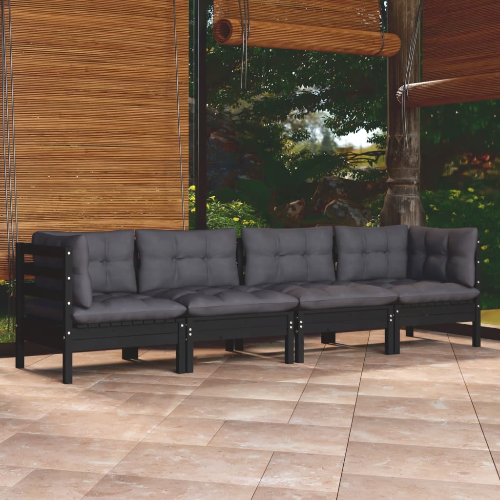 4 Piece Garden Lounge Set with Cushions Solid Pinewood - Newstart Furniture