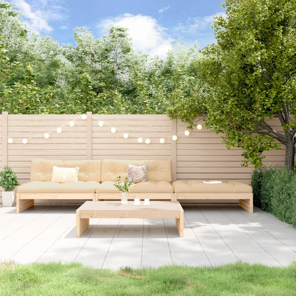 4 Piece Garden Lounge Set with Cushions Solid Wood - Newstart Furniture