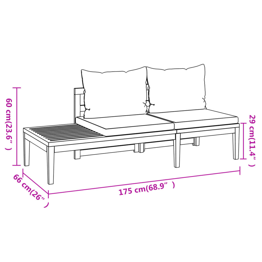 4 Piece Garden Lounge Set with Dark Grey Cushions Acacia Wood - Newstart Furniture