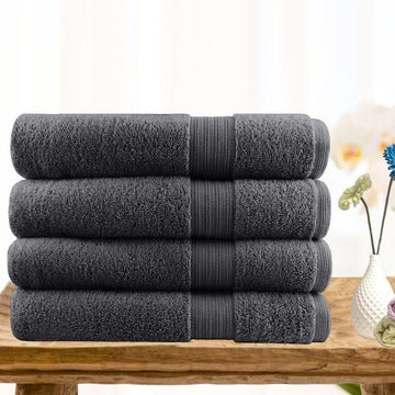 4 piece ultra light cotton bath towels in charcoal - Newstart Furniture