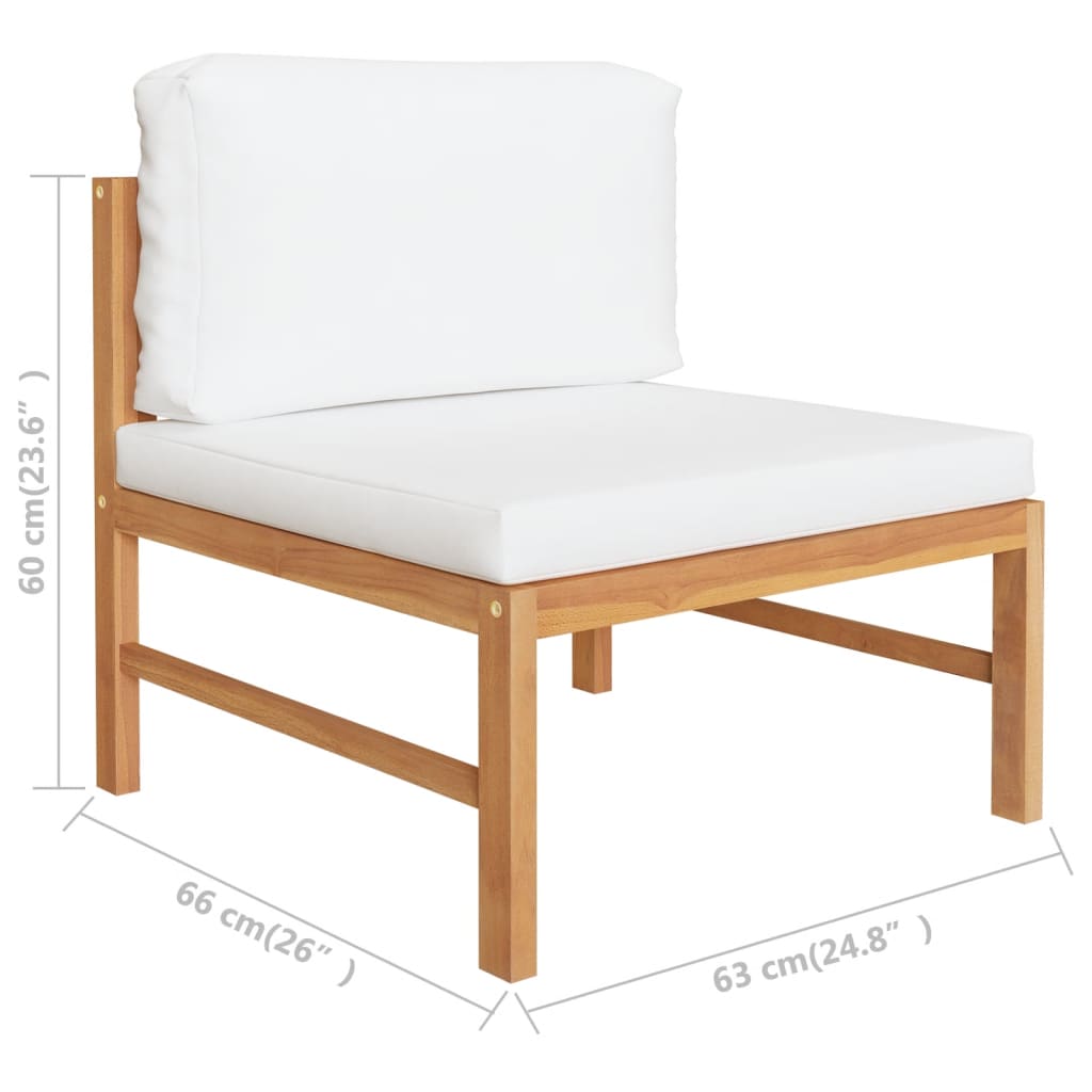 4-Seater Garden Sofa with Cream Cushions Solid Teak Wood - Newstart Furniture