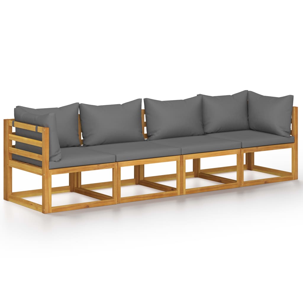 4-Seater Garden Sofa with Cushion Solid Acacia Wood - Newstart Furniture