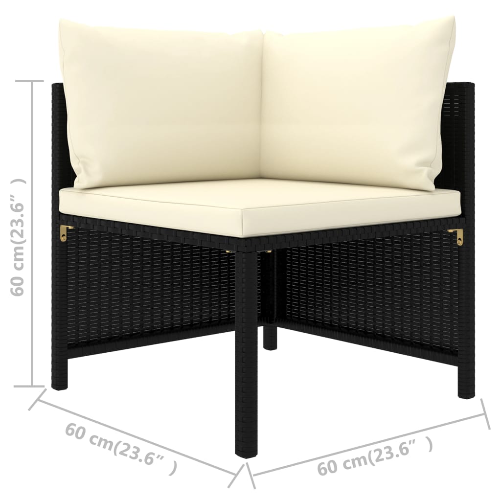 4-Seater Garden Sofa with Cushions Black Poly Rattan - Newstart Furniture