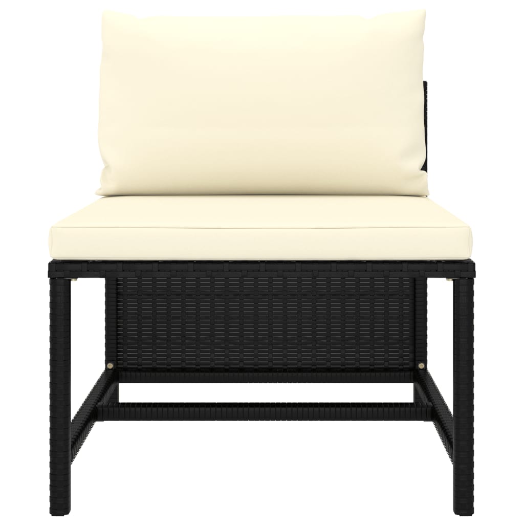 4-Seater Garden Sofa with Cushions Black Poly Rattan - Newstart Furniture