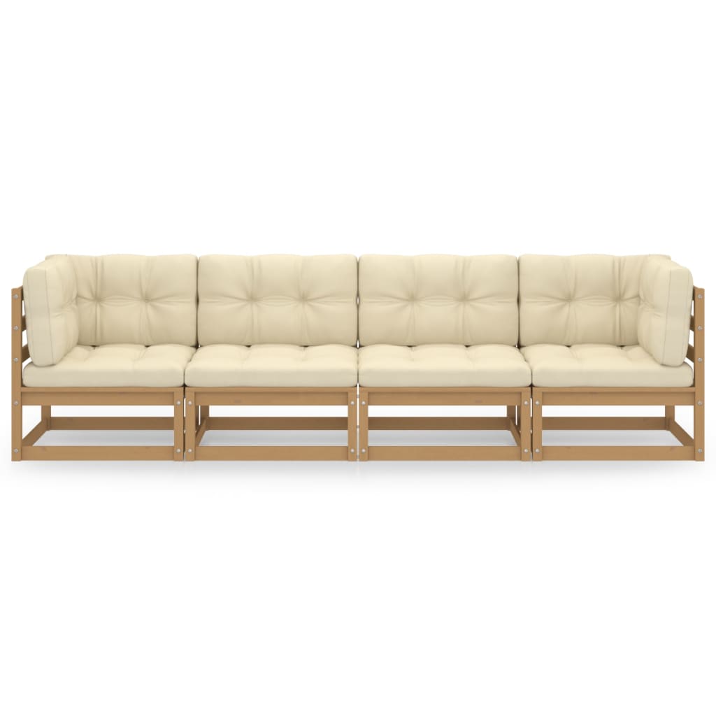 4-Seater Garden Sofa with Cushions Solid Pinewood - Newstart Furniture