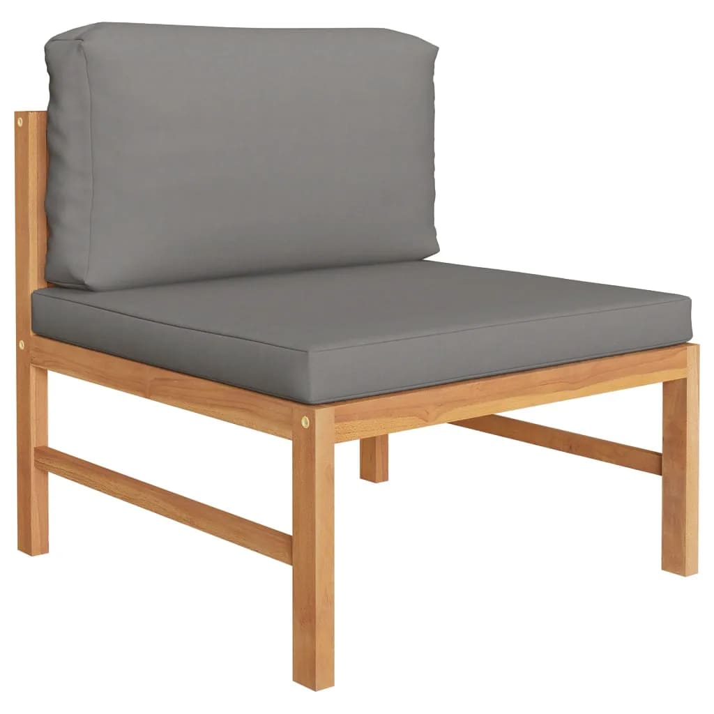 4-Seater Garden Sofa with Grey Cushions Solid Teak Wood - Newstart Furniture