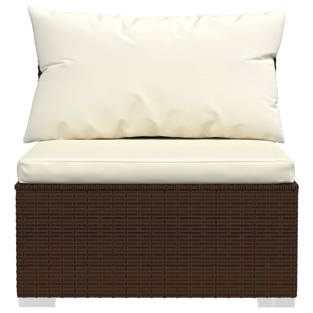 4-Seater Sofa with Cushions Brown Poly Rattan - Newstart Furniture