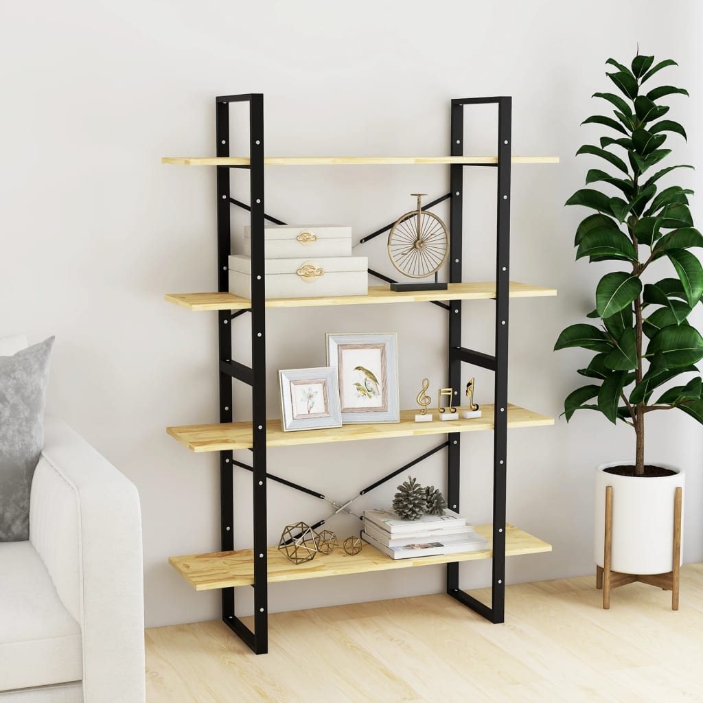 4-Tier Book Cabinet 100x30x140 cm Solid Pine Wood - Newstart Furniture