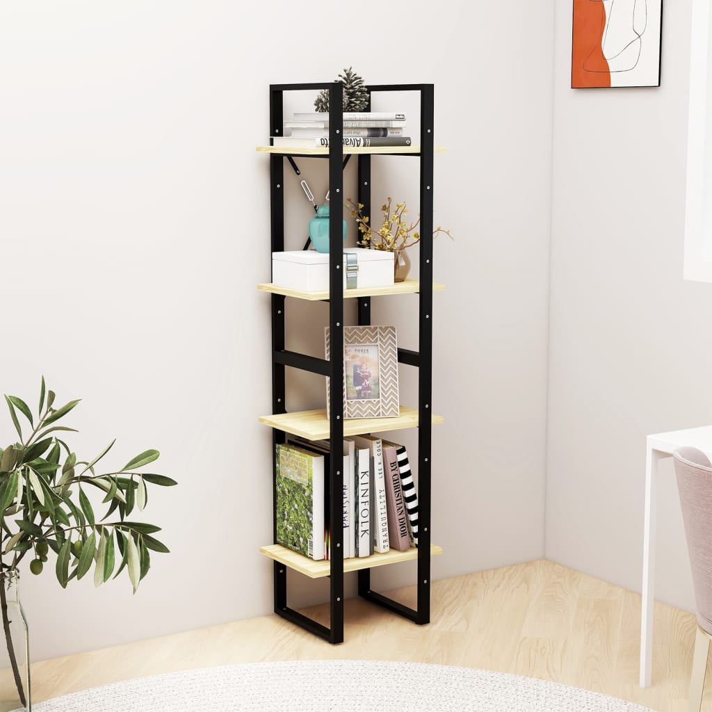 4-Tier Book Cabinet 40x30x140 cm Solid Pine Wood - Newstart Furniture