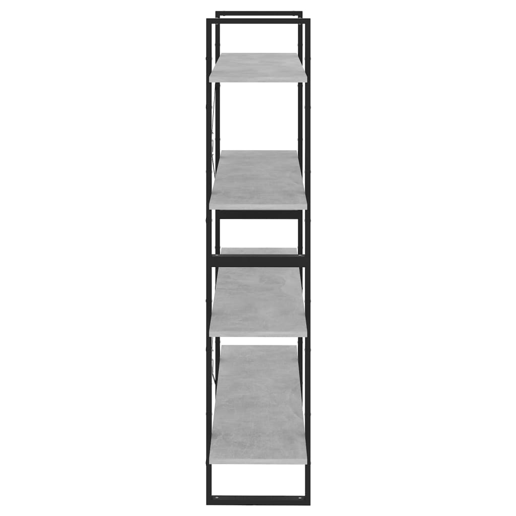 4-Tier Book Cabinet Concrete Grey 100x30x140 cm Engineered Wood - Newstart Furniture