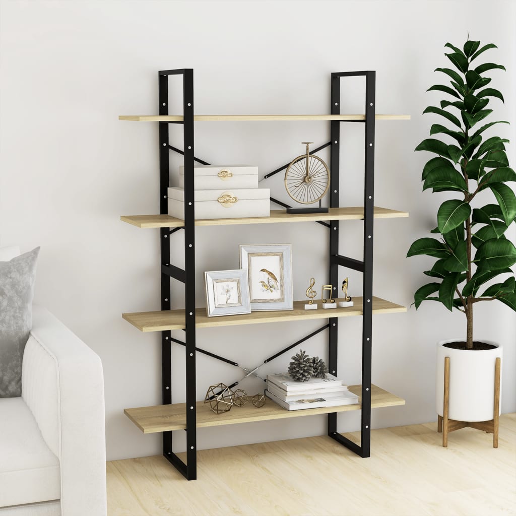 4-Tier Book Cabinet Sonoma Oak 100x30x140 cm Engineered Wood - Newstart Furniture