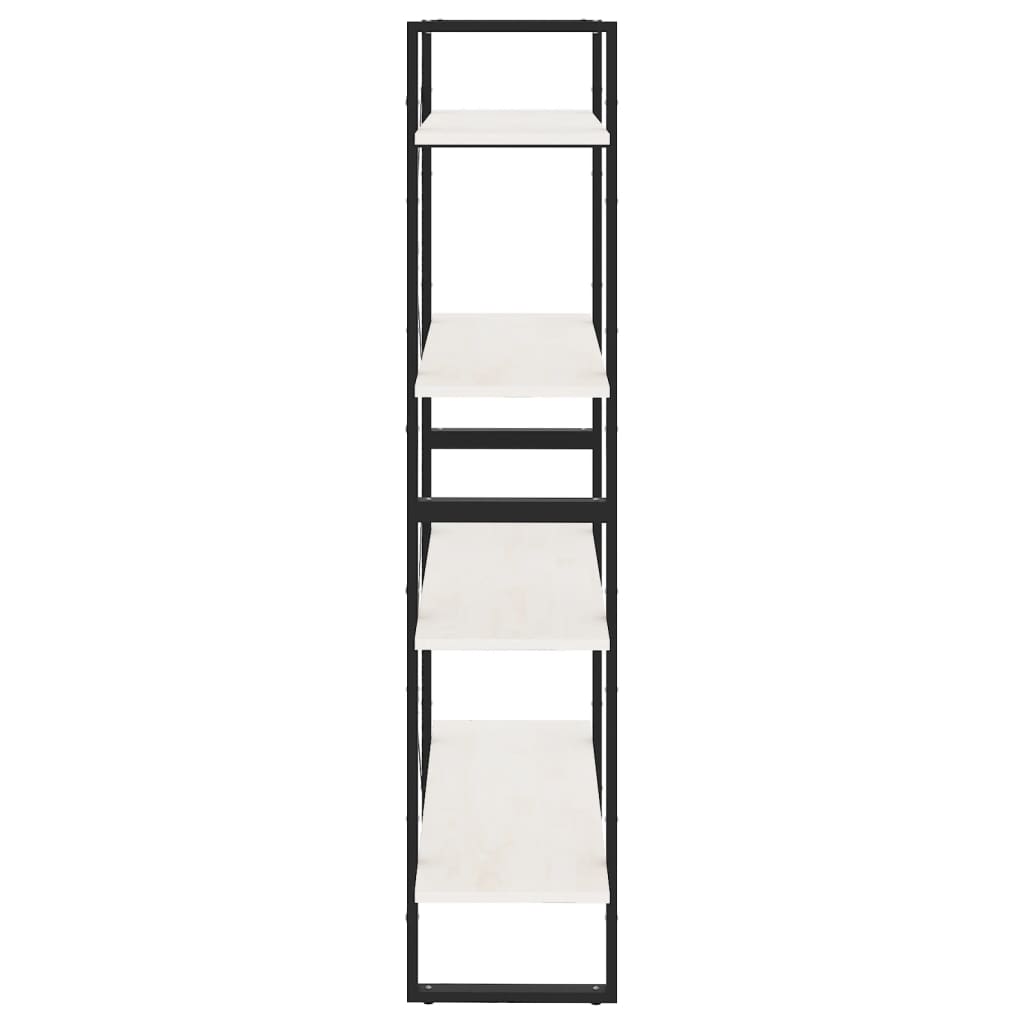 4-Tier Book Cabinet White 80x30x140 cm Solid Pine Wood - Newstart Furniture