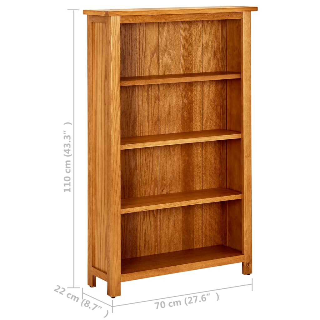 4-Tier Bookcase 70x22x110 cm Solid Oak Wood - Newstart Furniture