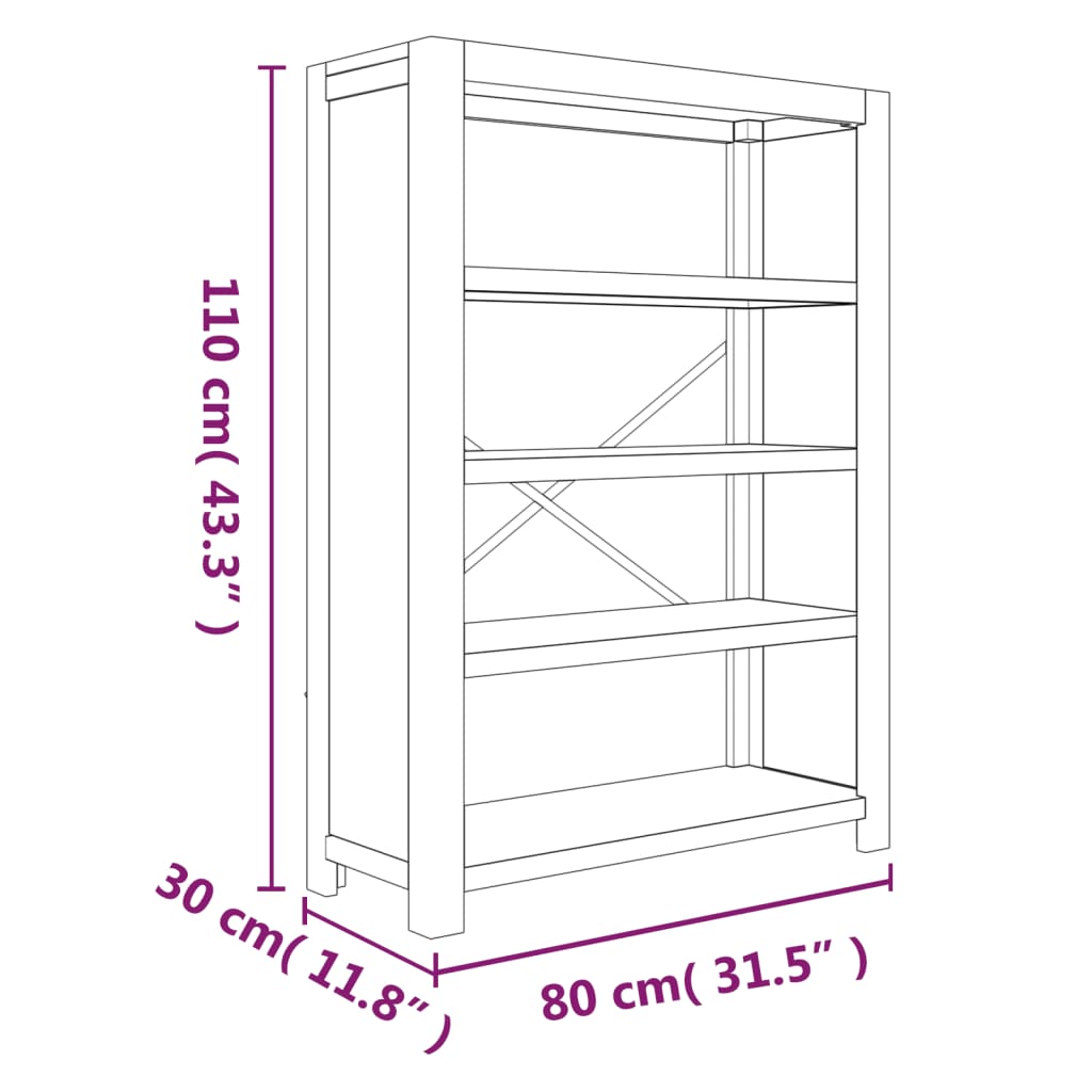 4-Tier Bookcase 80x30x110 cm Solid Wood Acacia - Newstart Furniture