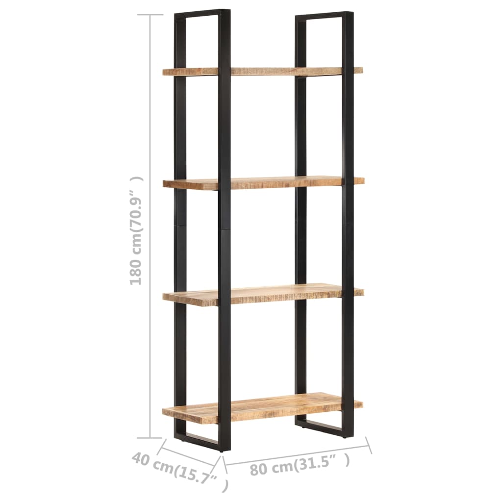 4-Tier Bookcase 80x40x180 cm Rough Mango Wood - Newstart Furniture