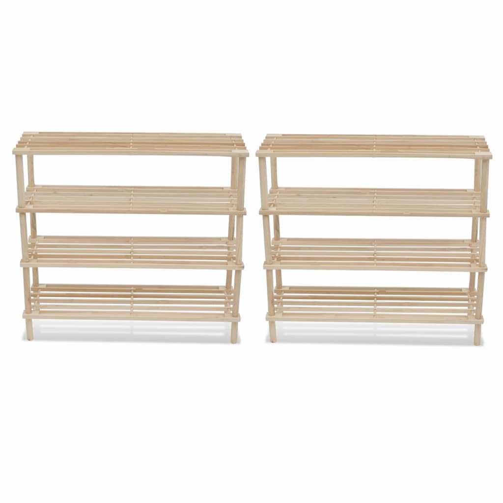 4-Tier Shoe Racks 2 pcs Solid Fir Wood - Newstart Furniture