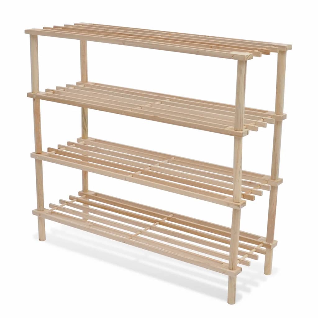 4-Tier Shoe Racks 2 pcs Solid Fir Wood - Newstart Furniture