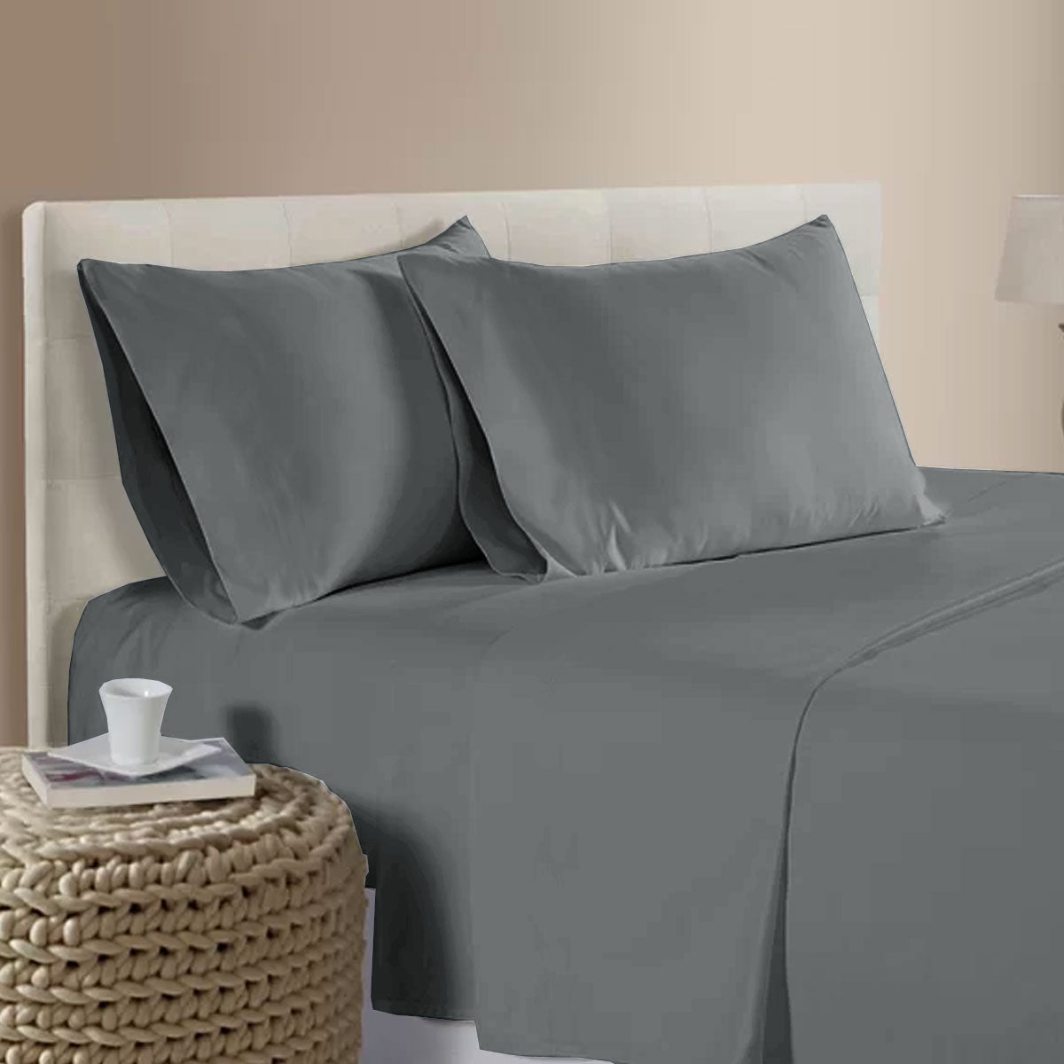 400TC Bamboo Cotton Sheet Set Pewter Queen - Newstart Furniture