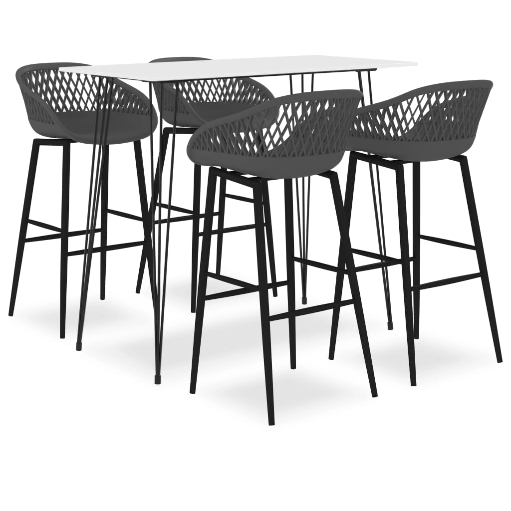 5 Piece Bar Set White and Grey - Newstart Furniture