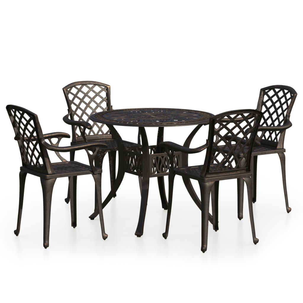 5 Piece Bistro Set Cast Aluminium Bronze - Newstart Furniture