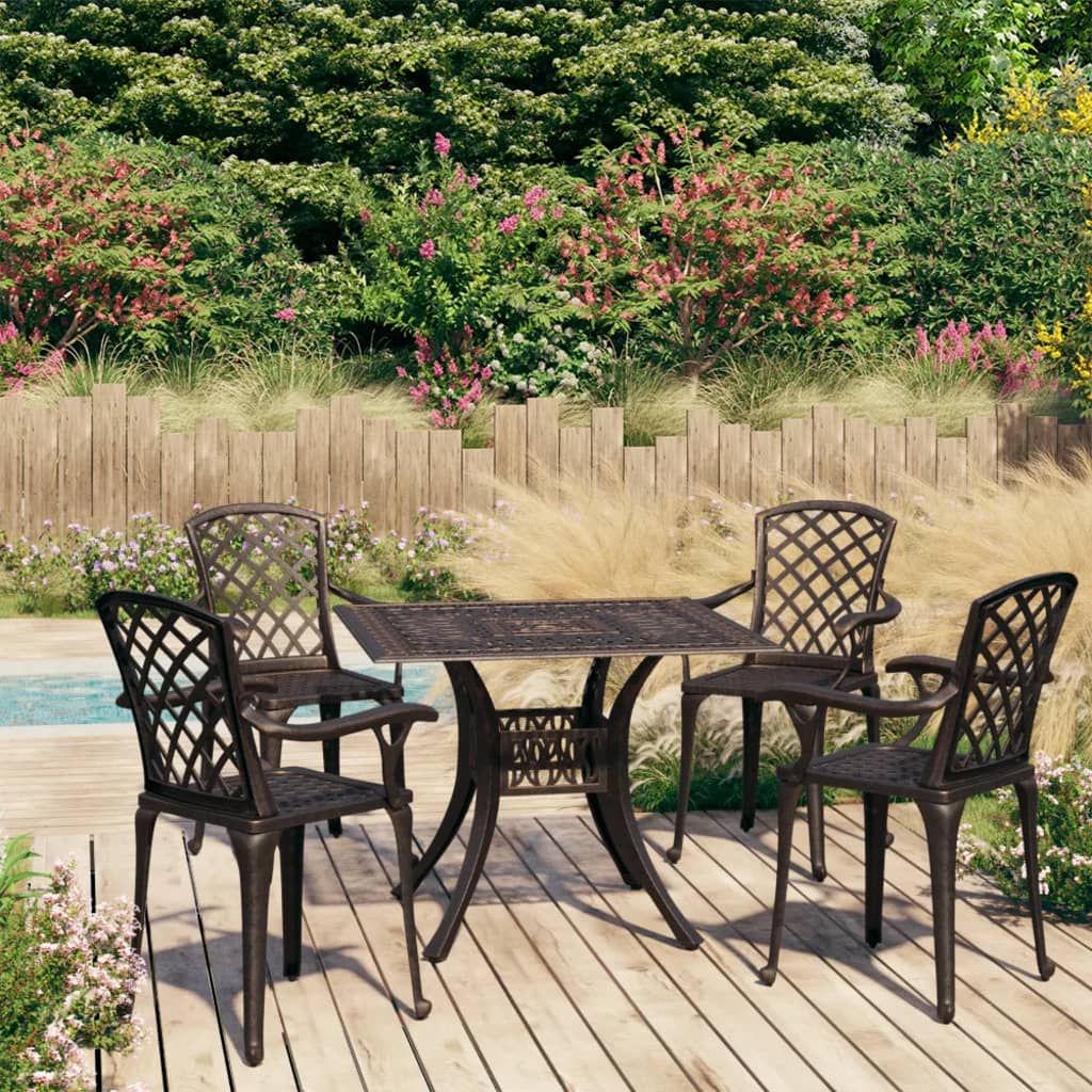 5 Piece Bistro Set Cast Aluminium Bronze - Newstart Furniture