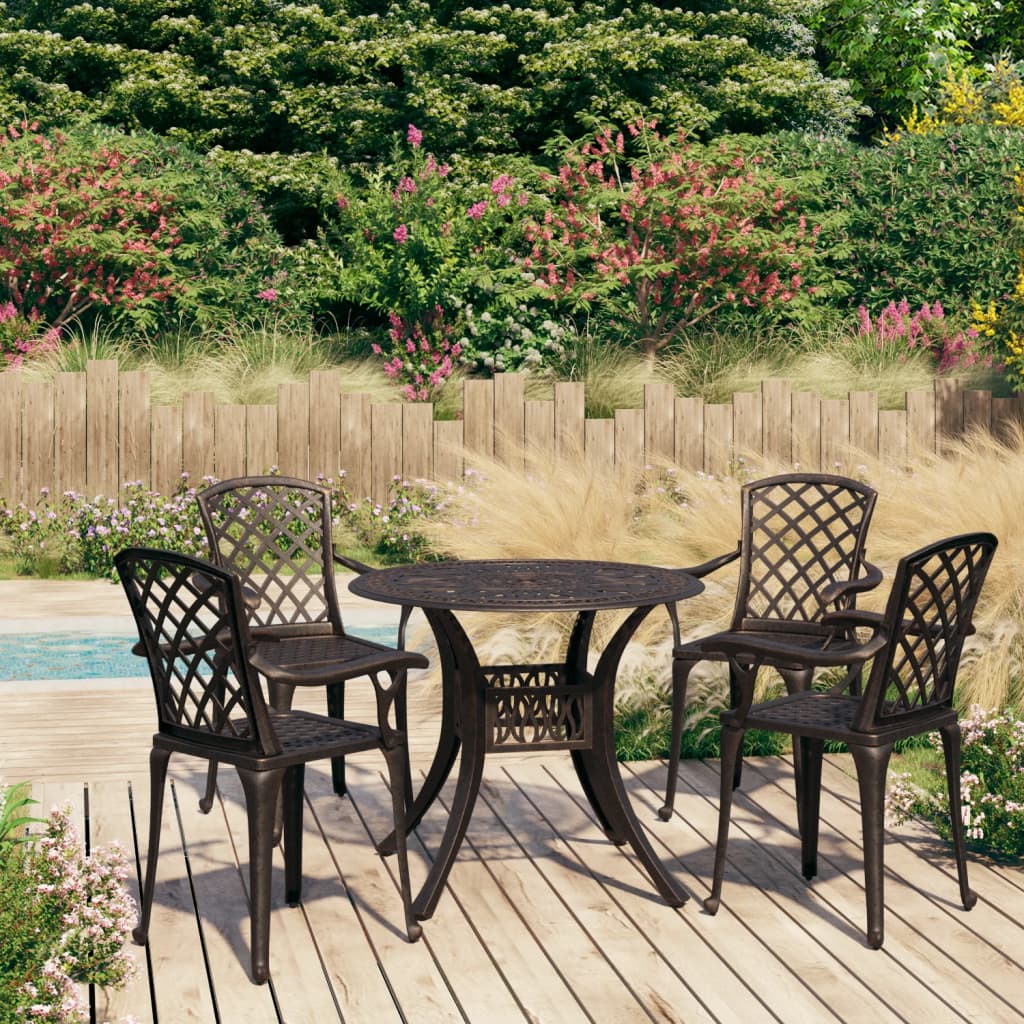 5 Piece Bistro Set Cast Aluminium Bronze - Newstart Furniture