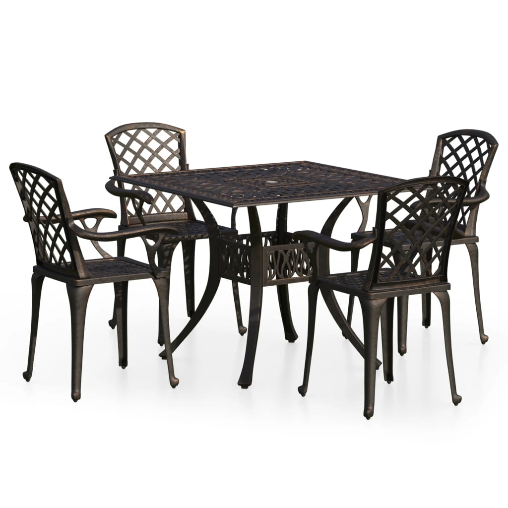 5 Piece Bistro Set Cast Aluminium Bronze - Newstart Furniture