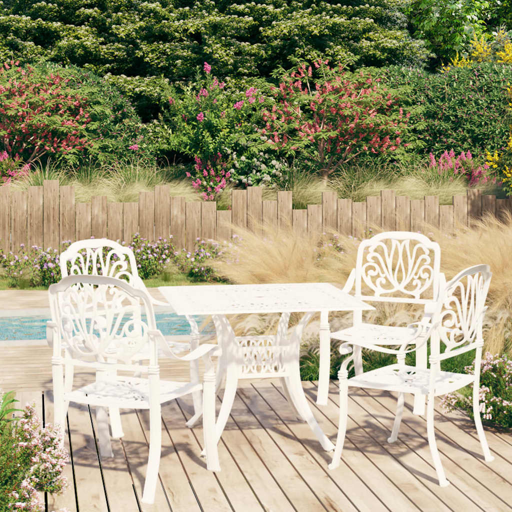 5 Piece Bistro Set Cast Aluminium White - Newstart Furniture