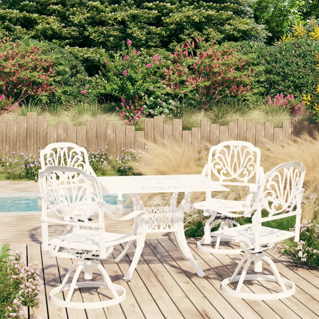 5 Piece Bistro Set Cast Aluminium White - Newstart Furniture